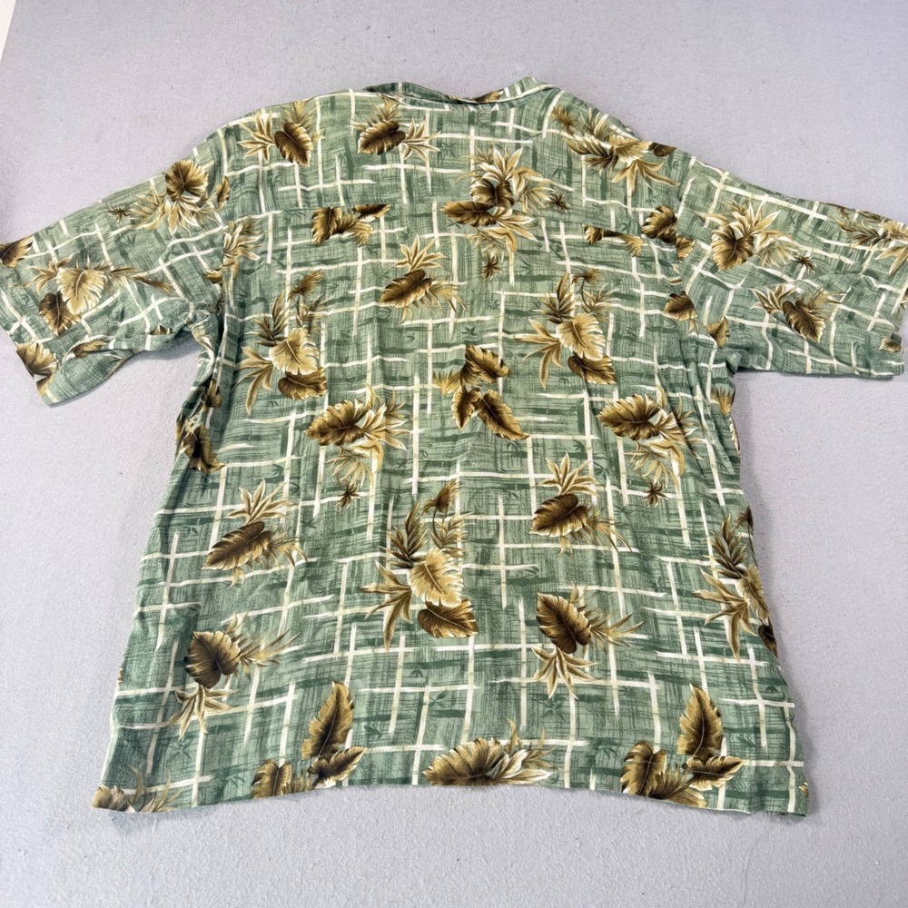 Covington Mens XL Tropical Palm Leaf Bamboo Print Rayon Button Up Shirt Green - Picture 7 of 8